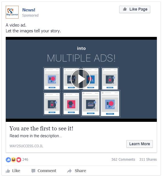 facebook video ad size